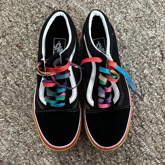 Vans Black Sneakers with Rainbow Soles - Picture 4 of 8